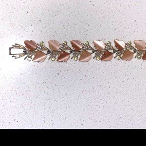 Mid-century signed Coro bracelet featuring pink hued lucite and citrine crystals
